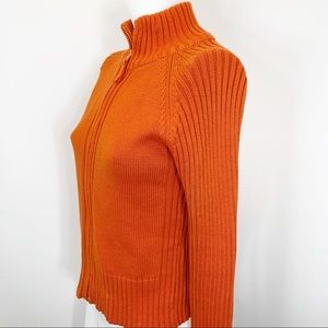 Zara zip mock turtleneck cardigan burnt orange